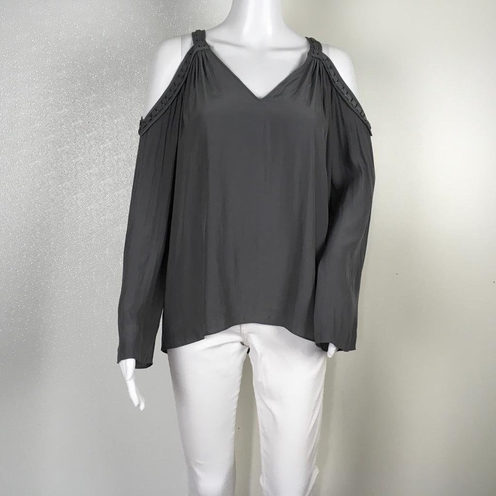 NWT Ramy Brook Women's Cold Shoulder Blouse Gray Color Sz.L